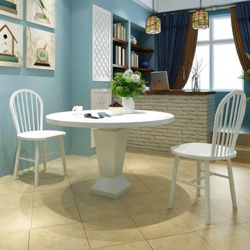 vidaXL Eetkamerstoelen 2 st massief rubberwood wit, Verzenden, Nieuw
