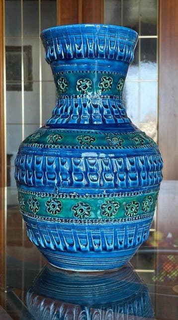 Bitossi - Aldo Londi - Vase - Céramique - Email bleu Rimini, Antiquités & Art