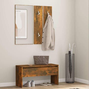vidaXL Garderobe set bewerkt hout gerookt eikenkleurig, Verzenden