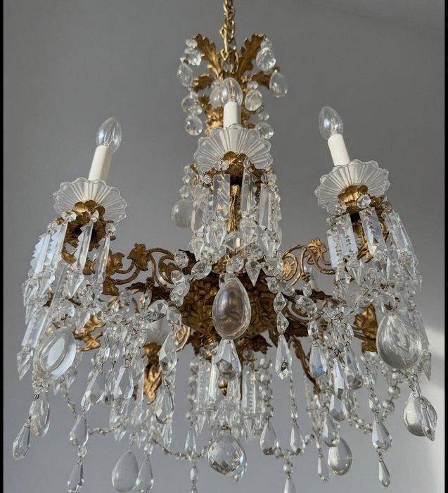 Lustre - Cristal, Bronze - Napoléon III français, Antiquités & Art, Curiosités & Brocante