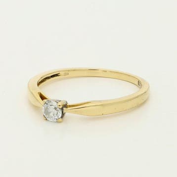 Bague - 18 carats Or jaune - 0.17ct. tw. Diamant (Naturelle), Bijoux, Sacs & Beauté
