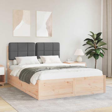 vidaXL Bedframe met Gevoerde Hoofdbord Donkergrijs 160 x 200, Huis en Inrichting, Slaapkamer | Bedden, Verzenden, Nieuw