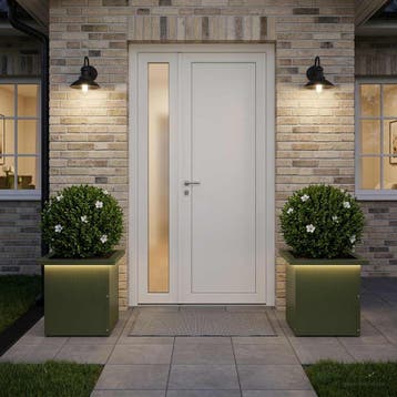 vidaXL Tuinplantenbak met led 2 st Olijfgroen 30 x 30 x 30, Verzenden, Nieuw