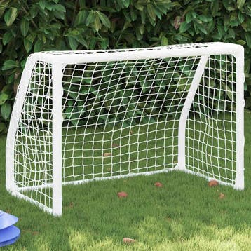 vidaXL Kindervoetbaldoelen 2 st met bal 64x35x48 cm metaal, Verzenden