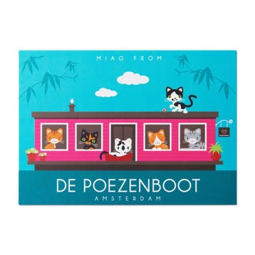 Orange Panda A6 postcard Amsterdam the Cat boat, Divers, Ophalen of Verzenden