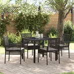 vidaXL Tuin Eettafel Set 5 pcs Zwart poly rattan, Verzenden, Nieuw