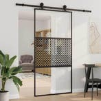 vidaXL Glazen deur Fretwerk Zwart 102,5 x 2 x 205 cm, Doe-het-zelf en Bouw, Deuren en Vliegenramen, Verzenden, Nieuw