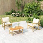 vidaXL Tuinstoelen 2 st met crèmewitte kussens bamboe, Tuin en Terras, Verzenden, Nieuw