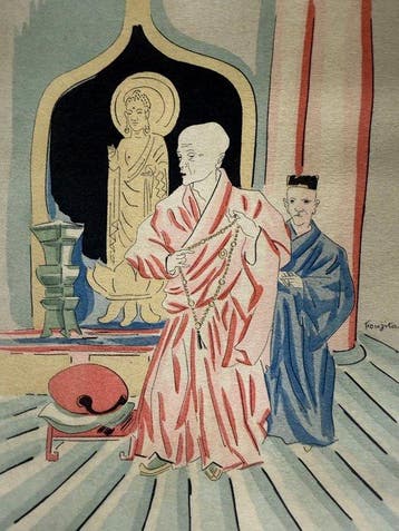Foujita Tsuguharu Léonard (1886-1968) - Moines au Temple