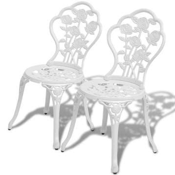 vidaXL Bistrostoelen 2 st gietaluminium wit, Tuin en Terras, Verzenden, Nieuw