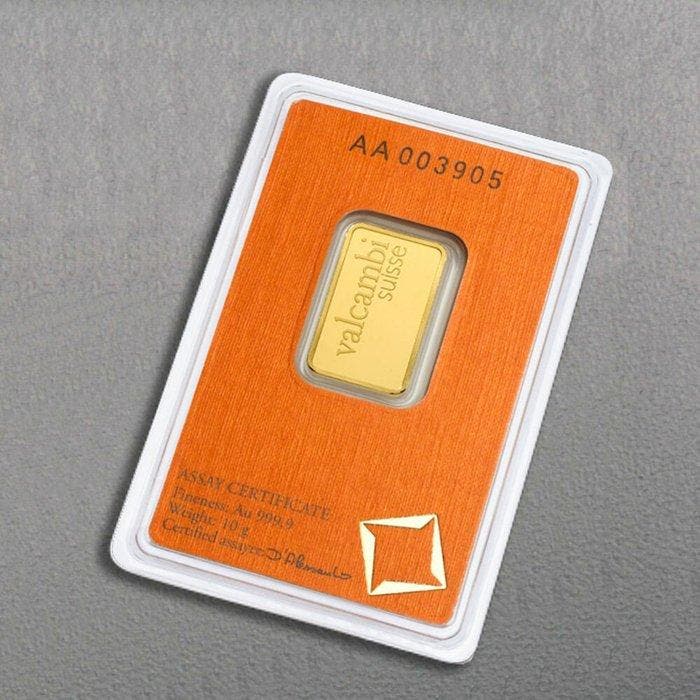 10 gram - Goud .999 - Valcambi - Verzegeld en met, Postzegels en Munten, Edelmetalen en Baren