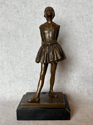 Beeld, Jonge danseres 38 cm - 38 cm - Brons, Marmer