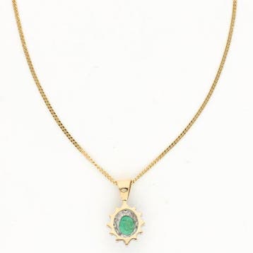 Halsketting - 14 karaat Witgoud Diamant (Natuurlijk) -