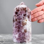 Natuurlijke amethist-obelisk met agaat uit Brazilië –