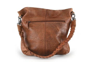 Manfield Schoudertas Cognac, Handtassen en Accessoires, Tassen | Damestassen, Verzenden, Zo goed als nieuw
