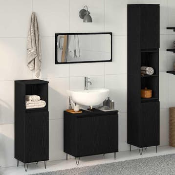 vidaXL Badkamermeubel Set 3 st Zwart Eiken 30 x 30 x 190 cm, Huis en Inrichting, Badkamer | Badkamermeubels, Verzenden, Nieuw