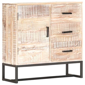 vidaXL Dressoir 73x30x75 cm massief acaciahout wit, Verzenden