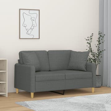 vidaXL Tweezitsbank met sierkussens 120 cm stof donkergrijs, Verzenden, Nieuw