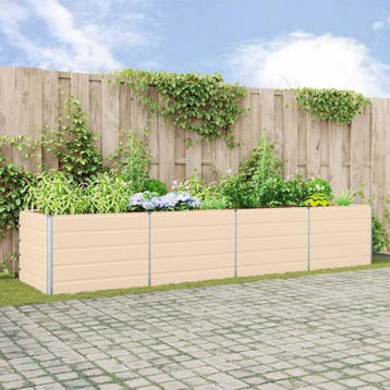 vidaXL Plantenbak Ivoor 385 x 100 x 75 cm Gegalvaniseerd, Verzenden