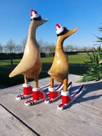 Beeld, set of 2 handmade wooden ducks - 35 cm - Hout