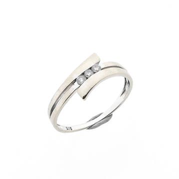 9 karaat ring met diamanten; 0,06 ct., Handtassen en Accessoires, Ringen, Gebruikt, Wit, Ophalen of Verzenden, 17 tot 18
