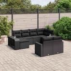 vidaXL 10-delige Loungeset met kussens poly rattan zwart, Verzenden, Loungeset