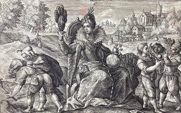 Crispijn I De Passe (1564-1637) - Dama in abiti sontuosi con, Antiek en Kunst