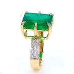 Ring - 14 karaat Geel goud - 10.41ct. tw. Smaragd - Diamant, Nieuw