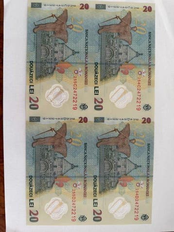 Roemenië. - 4 x 20 Lei - 2025 - Sheet of 4 - Pick 119Ac1
