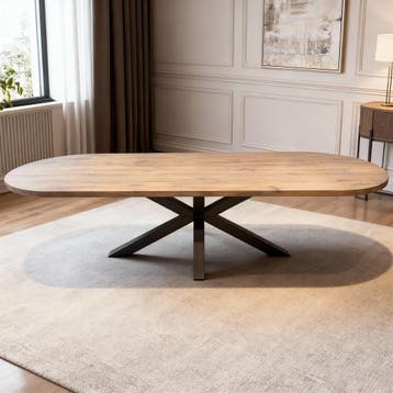 Tafel plat ovaal eikenhout  Matrix XL 240x100, Huis en Inrichting, Tafels | Eettafels, Nieuw