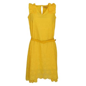 Verysimple • gele broderie jurk • 34 (IT40), Verzenden