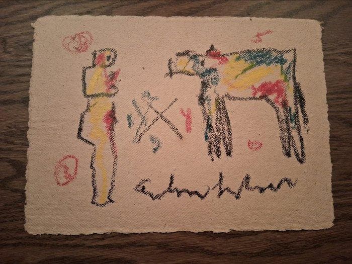 Anton Heyboer (1924-2005) - 01. Giacometti Man - The System, Antiek en Kunst, Kunst | Schilderijen | Modern