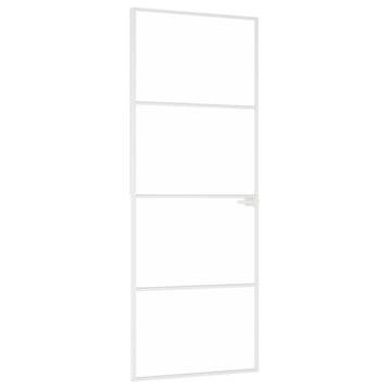 vidaXL Binnendeur 76x201,5 cm gehard glas en aluminium smal, Doe-het-zelf en Bouw, Deuren en Vliegenramen, Verzenden, Nieuw