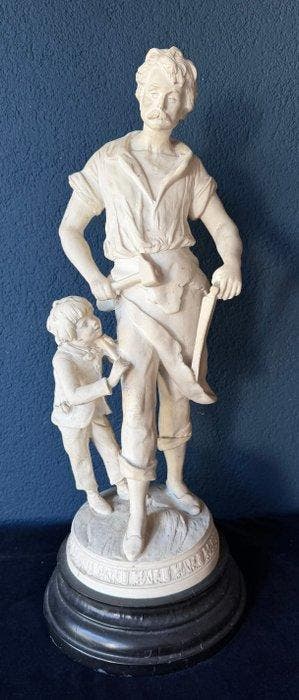 Sculpture, Man met kind - 55 cm - Composite