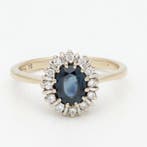 Bague - 14 carats Or jaune, Or blanc Saphir - Diamant -, Bijoux, Sacs & Beauté