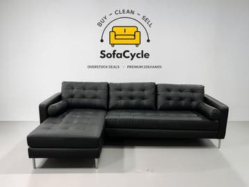Hoekzetel zwart skai leder, demonteerbaar, links – nieuw, Maison & Meubles, Verzenden