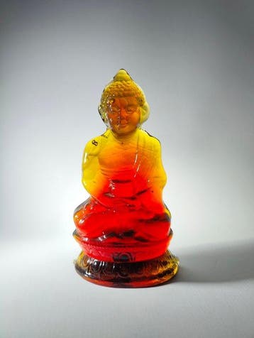 Val Saint Lambert - Beeld, Sculptuur Buddha - 19.5 cm -