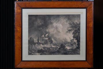 Richard Wright (c.1723 – c.1775) - Zeegezicht met HMS