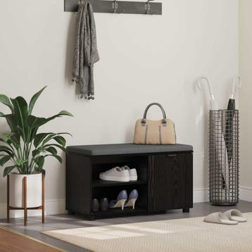 vidaXL Hallenbank Zwarte Eik 80 x 38 x 46 cm Geengineerd, Verzenden, Nieuw