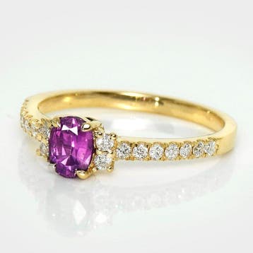 Sans prix de réserve - Bague - 14 carats Or jaune, GIA 0,58, Nieuw