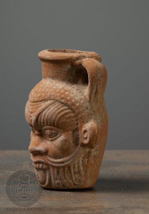 Romain antique Terre cuite Petite jarre Bes égyptienne, Antiek en Kunst, Antiek | Overige Antiek