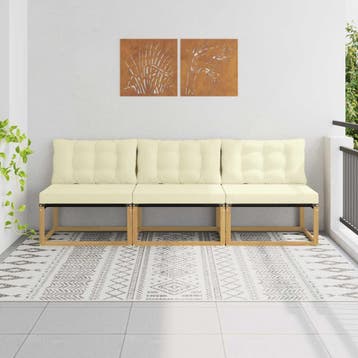vidaXL Buiten Midden Sofa Massief Acacia Hout Wit, Verzenden, Nieuw