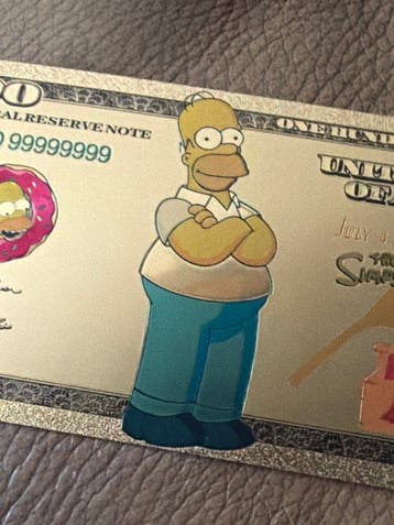 États-Unis. 100 Dollars Homer Simpson Banknote (Sans prix de
