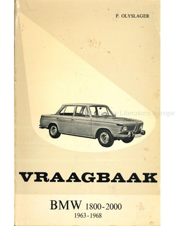 1963 - 1968 BMW 1800 - 2000 VRAAGBAAK NEDERLANDS, Auto diversen, Handleidingen en Instructieboekjes, Ophalen of Verzenden