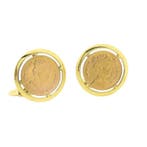 Gouden manchetknopen met 5 gulden munt Koningin Wilhelmin..., Ophalen of Verzenden