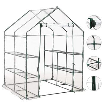 vidaXL Tuinkas met 8 schappen 143x143x195 cm, Verzenden