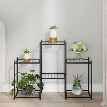 vidaXL Bloemenstandaard 83x25x60 cm ijzer zwart, Verzenden