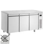 Koelwerkbank | 350L | 3 Deuren | 0°C/+10°C  | Voor Externe, Verzenden, Nieuw in verpakking