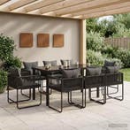 vidaXL Tuin Eettafel Set 9 pcs Zwart en Anthraciet 160 x 80, Verzenden