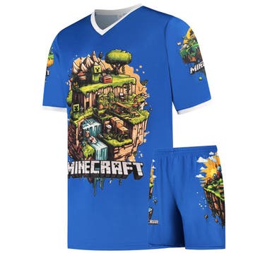 Kingdo Minecraft Shirt en Broekje - Voetbaltenue - Blauw -, Sport en Fitness, Voetbal, Verzenden, Nieuw, Bal